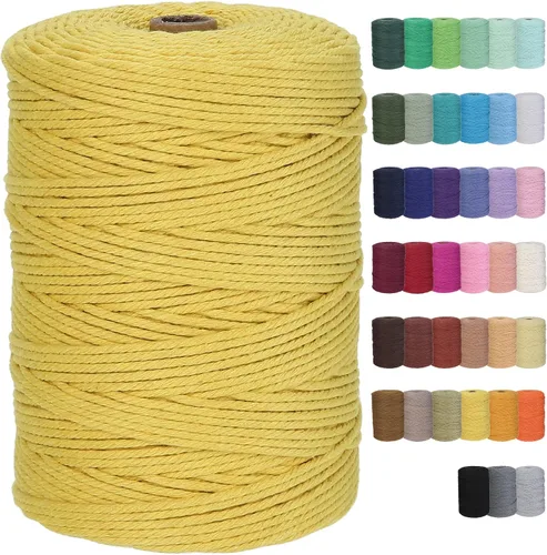 Vista 26 de Cuerda de macramé de algodón de 2 mm, 220 yardas, suministros naturales de macramé de color, cuerda de algodón suave para artesanía, para colgar