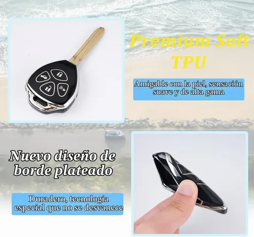 Vista 5 de WJS Funda para Llavero, Protector de Cáscara de Llave de Coche Compatible con Toyota Avalon Camry Corolla Venza Scion Pontiac 2006-2014 (Negro)