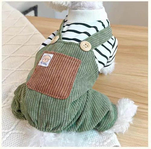 Vista 6 de Ropa de verano para cachorros, camisa para perros pequeños, overol para perros pequeños, ropa de verano para mascotas, overol con peto, pantalones