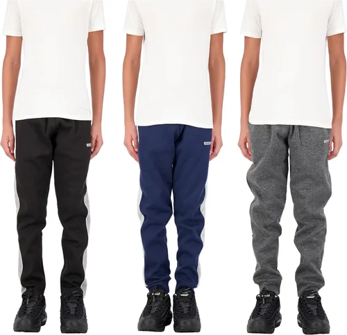 Vista 3 de Hind Boys - Paquete de 3 pantalones deportivos de vellón y tricot, con bolsillos para atletismo y atuendo casual.