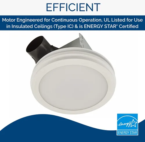 Vista 4 de Broan-NuTone AER80LWH - Ventilador de baño certificado ENERGY STAR, mediano, color blanco