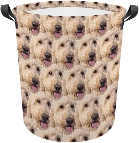 Vista 15 de Cesta de lavandería con cara de perro, cesta de lavandería plegable con asa de tela impermeable, caja de juguetes, cesta de almacenamiento de ropa
