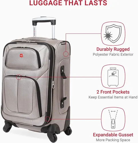 Vista 108 de SwissGear - Equipaje suave expandible Sion con ruedas, Negro