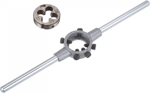 Vista 11 de uxcell Juego de llaves de mango de troquel, M7 x 0.5 roscado redondo y 0.984 in (dados M7-M9) soporte ajustable herramienta de mano
