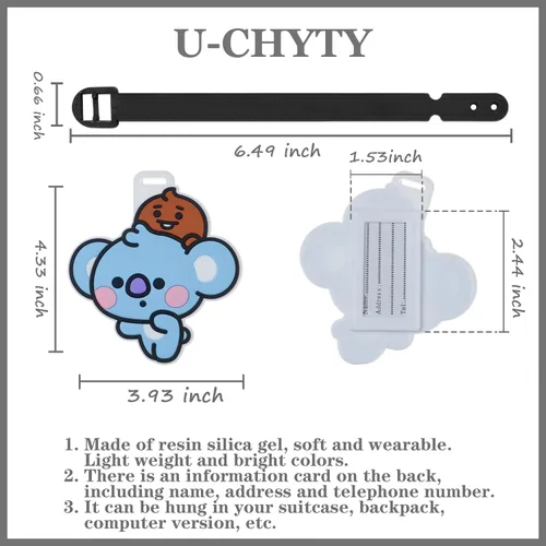 Vista 2 de Kpop - Etiqueta de equipaje del ejército TATA Cooky MANG CHIMMY SHOOKY RJ KOYA con correa de cinturón de silicona, regalo 7