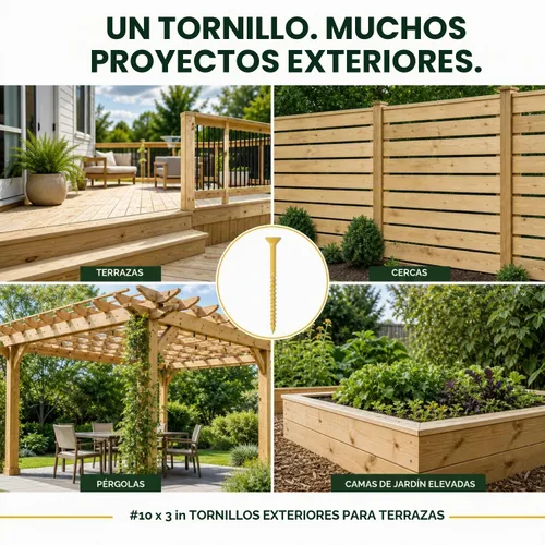 Vista 5 de 400 piezas de tornillos para cubierta exterior 8#×1 pulgada, tornillos de madera con revestimiento cerámico amarillo, tornillos autoperforantes