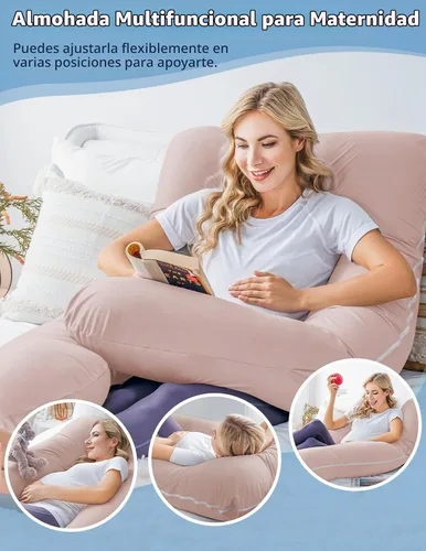 Vista 6 de Meiz - Almohadas de embarazo refrescantes para dormir, almohada corporal de maternidad para mujer embarazada, en forma de U, con funda de jersey