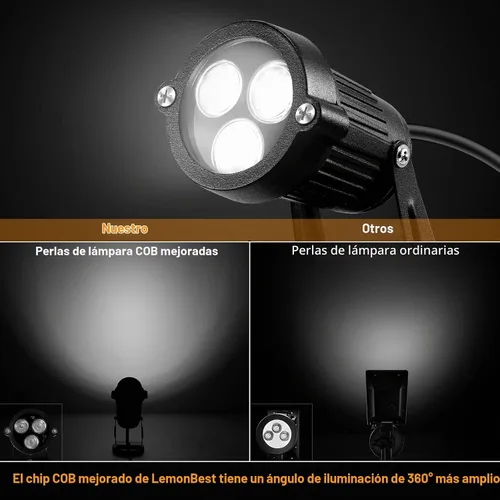 Vista 4 de Luces de paisaje – Foco de paisaje al aire libre de bajo voltaje – Luces LED impermeables para patio, jardín, patio, entrada, casa, blanco frío
