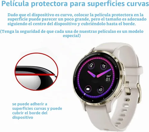 Vista 5 de Compatible con Garmin Venu 3S / Venu 4 1.614 in / vivoactive 6 / vivoactive 5 protector de pantalla (paquete de 4) Smart Watch flexible cobertura