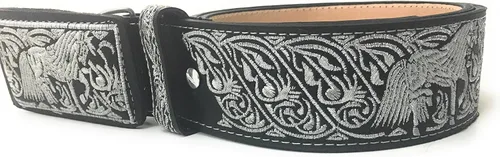 Vista 2 de CINTO CHARRO BORDADO. CINTURON VAQUERO PLATEADO, Negro