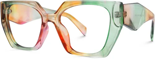 Vista 2 de Zeelool Marco de gafas geométricas vintage para mujer con lente transparente sin receta Fecli ZJGP909372
