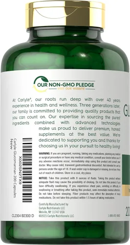 Vista 3 de Carlyle Cápsulas de glucomanano 200 unidades de raíz de Konjac Píldoras de fibra soluble Suplemento sin OMG, sin gluten