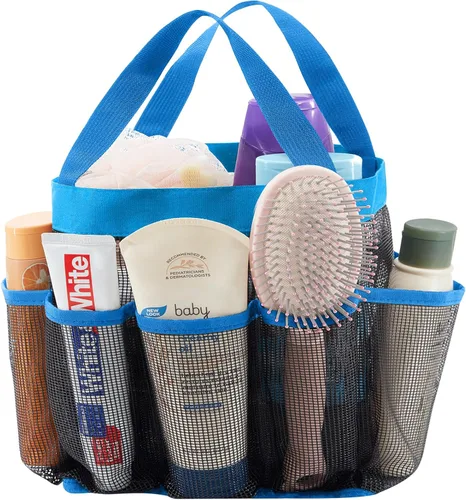 Vista 13 de Lifewit Organizador de ducha de malla portátil para dormitorio universitario con 7 bolsillos, cesta organizadora colgante independiente, bolsa
