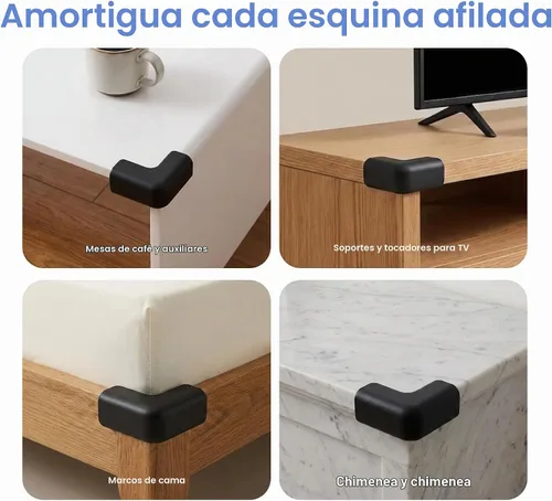 Vista 5 de Paquete de 8 protectores de esquina para bebés para hacer esquinas y bordes a prueba de bebés; cubiertas de esquina de mesa para seguridad del bebé