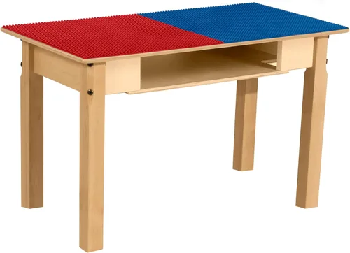 Vista 35 de Contender Time-2-Play - Mesa de madera contrachapada de abedul para niños, color azul y verde, compatible con Lego Montessori con estante para sala