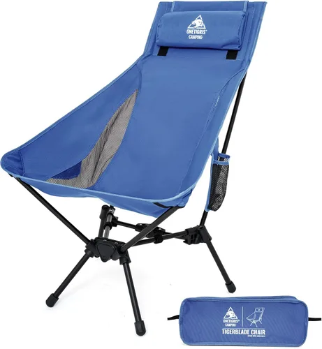 Vista 12 de ONETIGRIS Silla de Camping de Respaldo Alto Tigerblade con Diseño de Almohada, Silla Plegable Cómoda con Asiento Ampliado