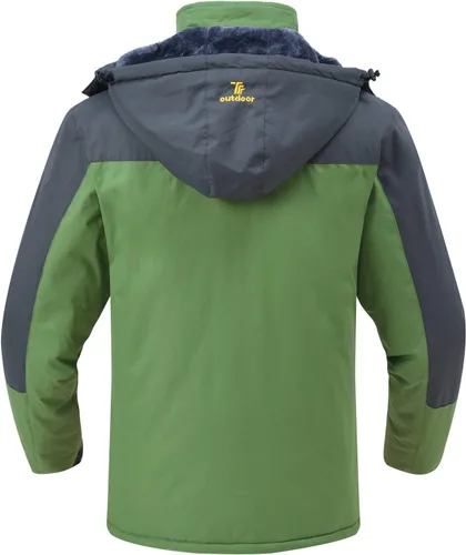 Vista 2 de Rdruko Chaqueta de esquí para hombre, impermeable, forro polar, con capucha, para invierno, para exteriores