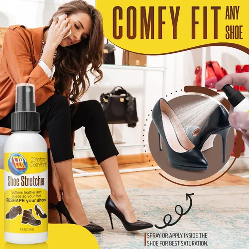 Vista 5 de EZR Spray elástico para zapatos, suavizante y estirador para aumentar instantáneamente la comodidad y aflojar puntos estrechos en zapatos de cuero