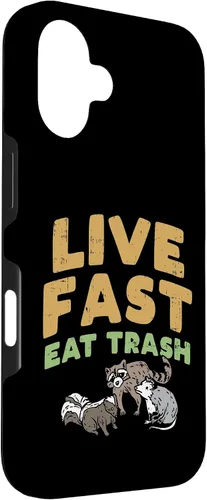 Vista 3 de iPhone 16 Fast Live Eat Trash Raccoon Opossum Skunk Street Cats Gift Case
