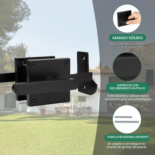 Vista 4 de JUBEST Pestillo de Puerta de Doble Lado, Pestillo de Puerta Batiente de Servicio Pesado, Herrajes de Puerta para Entrada Izquierda, Cerca Exterior