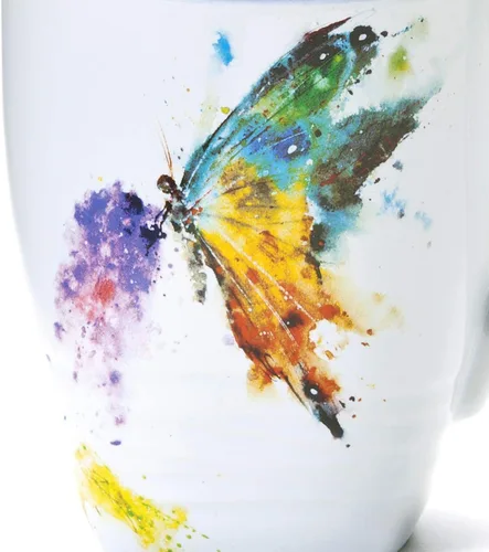Vista 5 de Dean Crouser colección de taza de porcelana con diseño de acuarelas, Azul