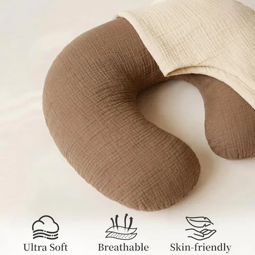Vista 4 de Pro Goleem Funda de almohada de muselina de lactancia, 100% algodón, suave, transpirable, para madres que amamantan, se adapta a la almohada