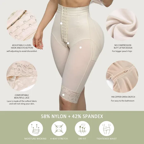 Vista 3 de Fajas moldeadoras para mujer, fajas de control de abdomen, faja colombiana, pantalones cortos de levantamiento de glúteos, bragas adelgazantes