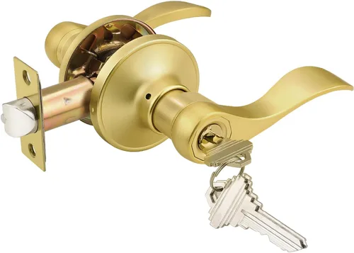 Vista 41 de Probrico Manijas de puerta de entrada de color negro mate con diferentes llaves, manijas de puerta de estilo ondulado para puertas interiores