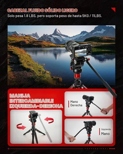 Vista 7 de IFOOTAGE Komodo K5S Cabeza Fluida Cabeza de Video Pan Tilt Mount Aluminum Fluid Head Mount for DSLR Camera Camcorder Monopod Tripod, Professional