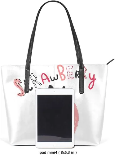 Vista 3 de Grandes bolsas de mano de trabajo de las mujeres de la PU de cuero de la moda linda de la fresa bolsos del comprador bolso casual