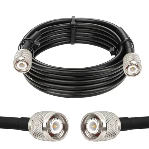 Vista 8 de MOOKEERF TNC macho a TNC macho cable coaxial de 3 pies, 2 unidades de 50 ohmios RG58 cable coaxial con conectores TNC para antena de navegación