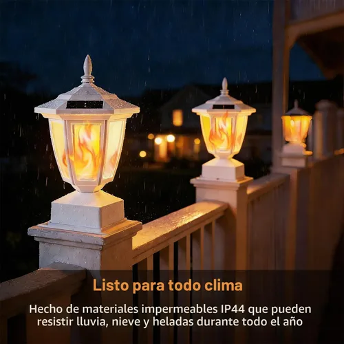 Vista 3 de Dynaming Paquete de 2 luces solares para postes de llama para exteriores, lámparas alimentadas por energía solar, luces LED de llama parpadeante