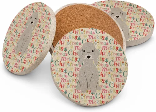 Vista 220 de Abyssinian Sand Terrier Merry Christmas - Posavasos grandes de piedra arenisca (4 unidades)