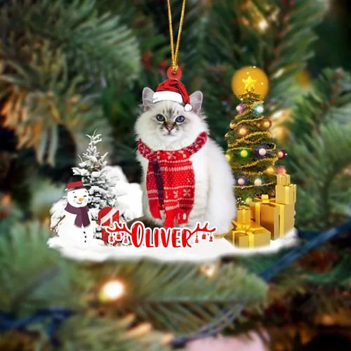 Vista 33 de NAZENTI Adorno personalizado de gato abisinio con árbol de pino, adorno de Navidad personalizado para perros amantes de las mascotas, colgante