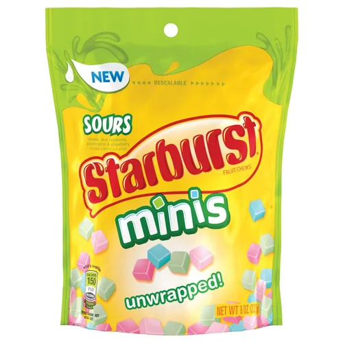 Vista 4 de Starburst Sours Minis - Bolsa de dulces masticables de frutas, 8.0 onzas