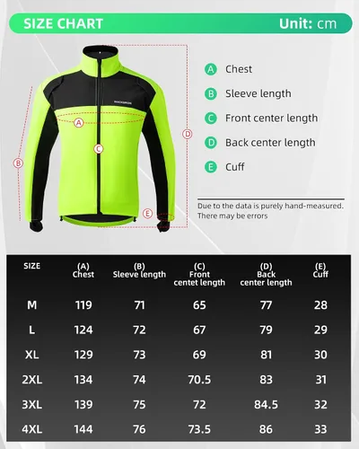Vista 6 de ROCKBROS Chaquetas de ciclismo para hombre, chaquetas de ciclismo de invierno, chaqueta térmica a prueba de viento, clima frío, ciclismo, senderismo