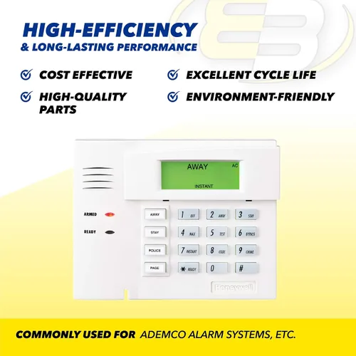 Vista 5 de Exell EBC-70-800 7.2V 1000mAh NiCd Batería para sistemas de seguridad de alarma