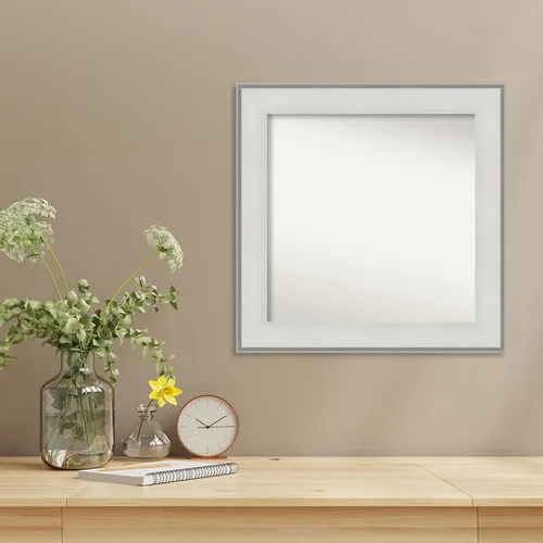 Vista 4 de Amanti Art Espejo personalizado, espejo de baño blanco imperial, espejo de pared o espejo de tocador de baño sobre el fregadero (25 x 25 pulgadas)