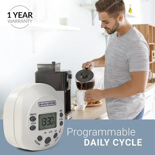 Vista 7 de BLACK+DECKER Temporizadores de luz, programables, para interiores, 1 paquete, con toma de tierra, toma de corriente digital compacta con modo