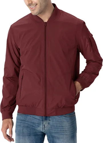 Vista 3 de BASUDAM Chaqueta rompevientos para hombre ligera resistente al agua con cremallera completa casual ajuste delgado