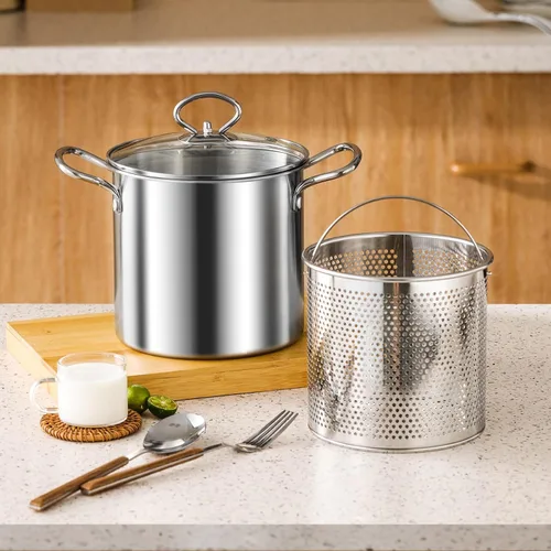 Vista 7 de Olla pequeña con canasta, mini freidora de 3 cuartos de galón para lotes pequeños, olla de sopa y tapa para 1 a 3 personas, funciona en estufa