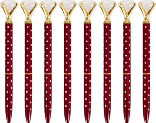 Vista 8 de Goclothod 8 unids bolígrafo Big Diamond Crystal Metal bolígrafos tinta negra bolígrafo champán
