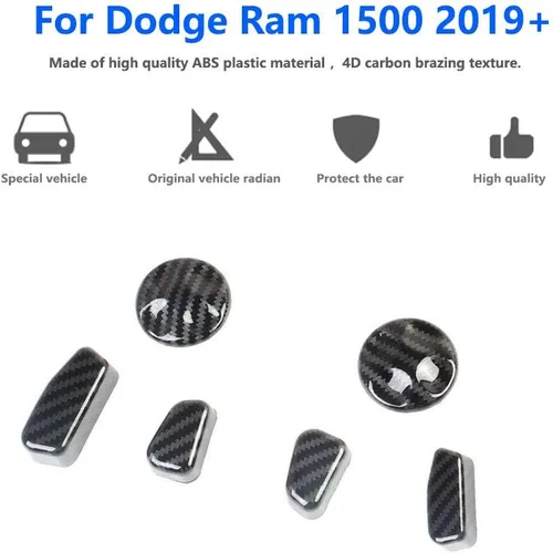 Vista 4 de Cubierta de botón de ajuste de asiento estilo fibra de carbono para Dodge RAM 1500 2019-2026