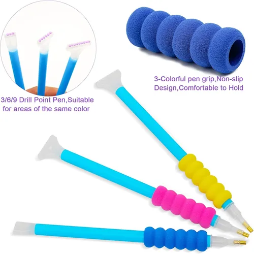 Vista 3 de MoeeBtee Contenedores de almacenamiento de pintura de diamantes, 30 ranuras, accesorios de pintura de diamantes con herramientas para organizador