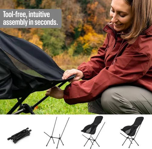 Vista 4 de TSE HC100 Silla de campamento, silla plegable ligera de 3.36 libras con soporte para tazas, portátil y fácil de transportar para campamento, playa