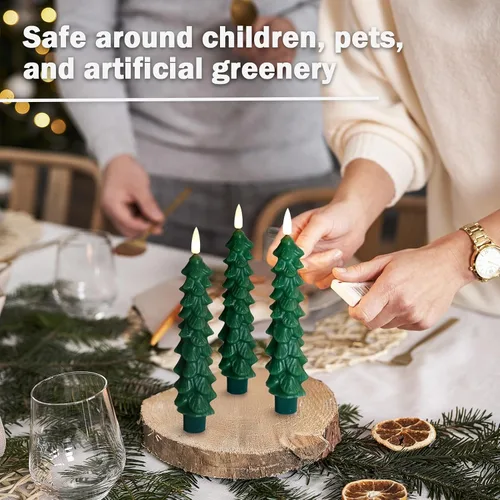 Vista 3 de FPOO Decoraciones de Navidad para interiores, 3 velas cerosas para árbol de Navidad con temporizador remoto, candelabros LED a batería para ventana