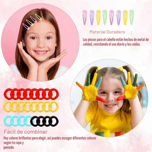 Vista 4 de 780 piezas de bandas elásticas transparentes para el cabello, mini pinzas para el cabello, bandas de goma, kit de lazos para el cabello con caja