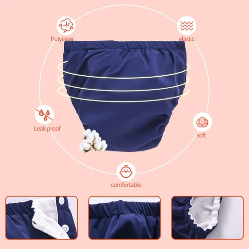Vista 2 de IIjnUhb - Pañales de natación reutilizables para bebé, paquete de 2, pantalones lavables para niños y niñas de 0 a 3 años, lecciones de natación