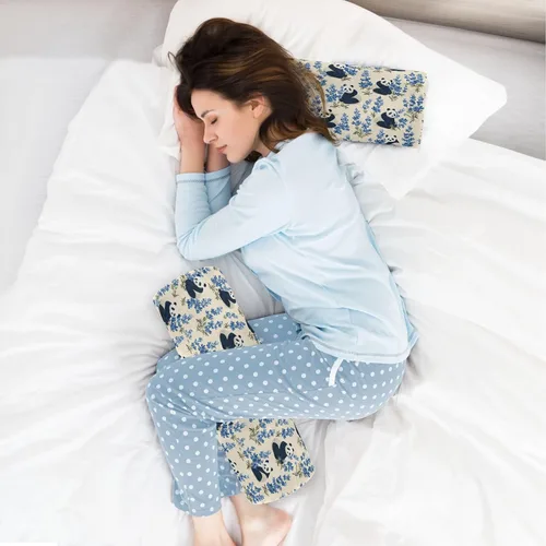 Vista 6 de Panda Bluebonnet Off White Neck Roll Pillows for Pain Relief Foam Round Pillow almohada para columna