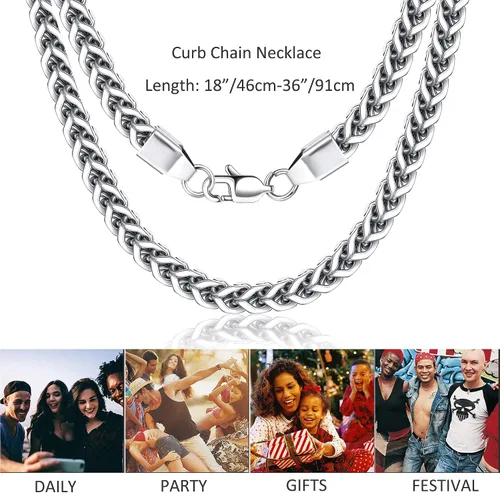Vista 5 de FIBO STEEL 3-6 mm, collar de acero inoxidable estilo punk para hombres, 20-36 pulgadas